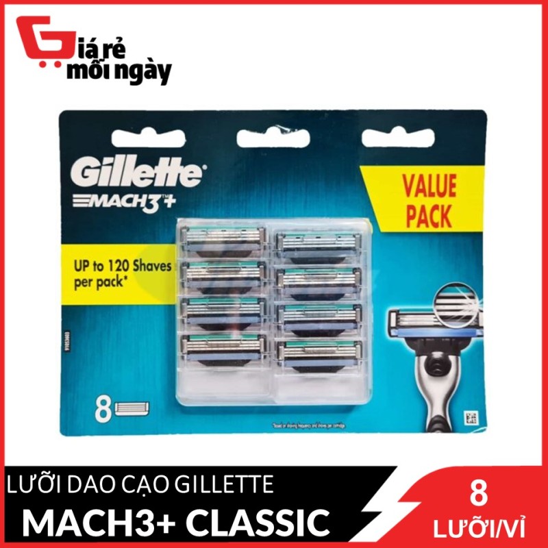 Lưỡi cạo râu Gillette Mach3+ Classic Vỉ 8 lưỡi