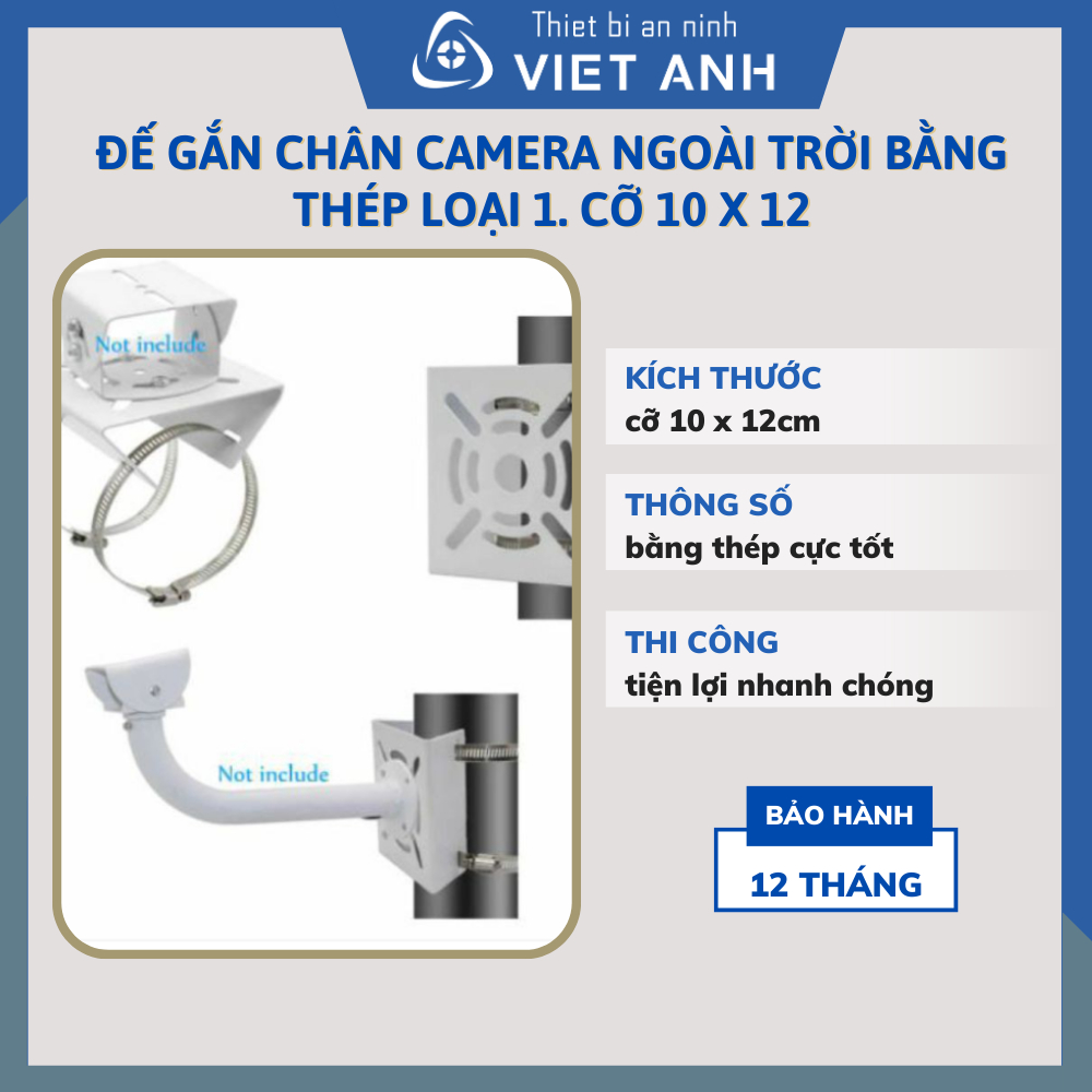 Đế gắn chân camera ngoài trời bằng thép loại 1. Cỡ 10 x 12