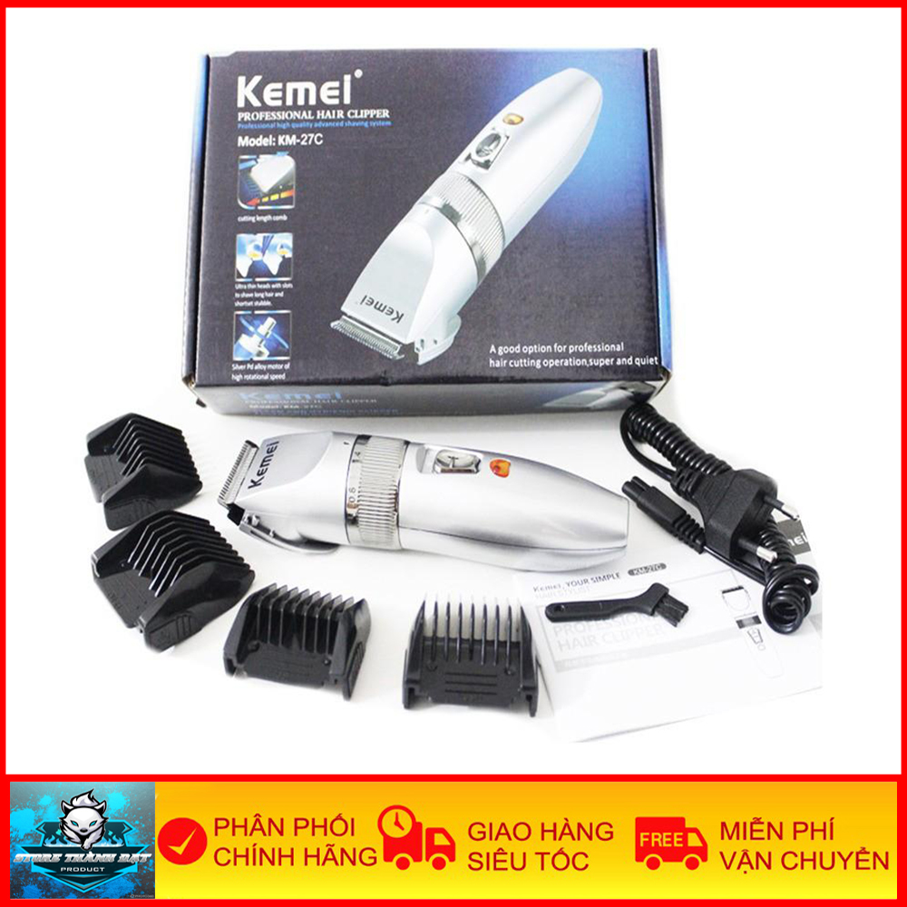 Tông Đơ Cắt Tóc Gia Đình Kemei 27C - Chuyên Tóc Gia Đình Cho Bố Cho Bé, Hoạt Động Ổn Định Kèm Bộ Dụng Cụ Tiện Lợi - Bảo Hành 1 Năm