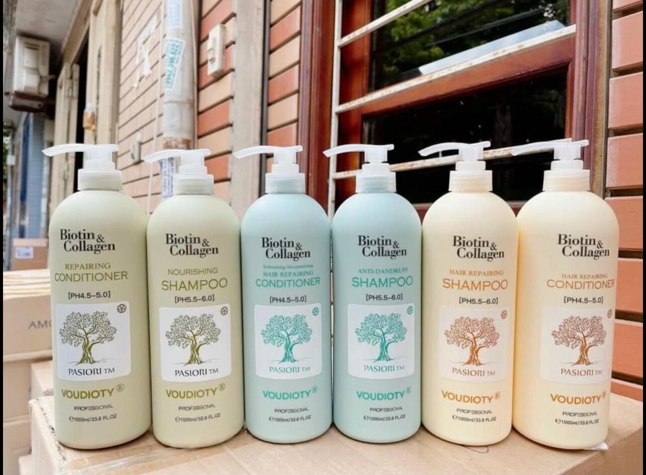 Cặp Dầu Gội Dầu Xả Biotin & Collagen Voudioty Đủ Màu (Trắng, Vàng, Xanh Dương, Xanh Lá)