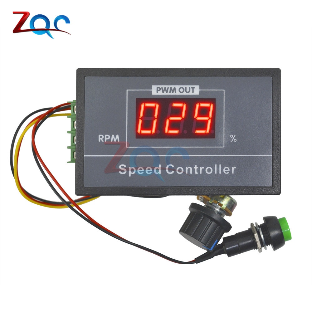 30A DC 6V 12V 24V 48V PWM Motor Speed Controller LED Digital Display 0-100% Adjustable Voltage Regulator w/ Potentiometer Switch