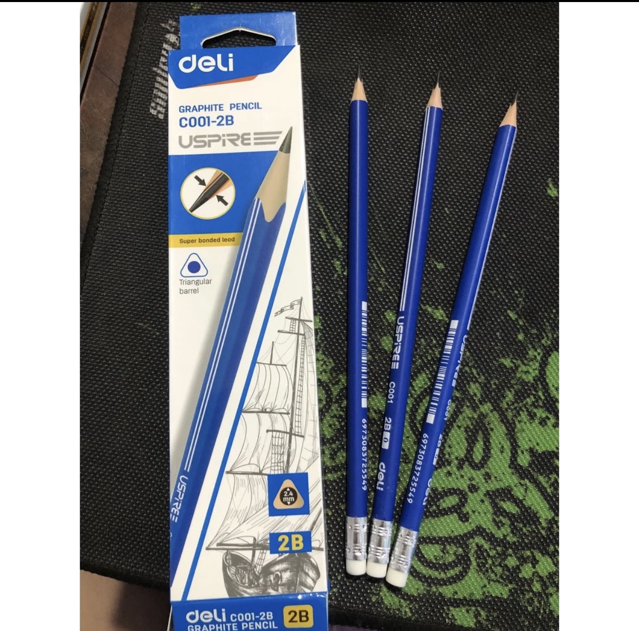 Hộp 12 bút chì deli uspire có tẩy - ms: c001 - 2b
