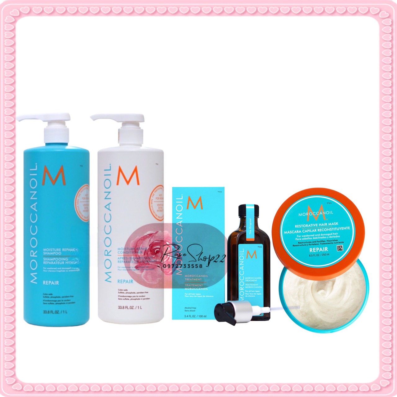 Combo Shampoo restore damaged MOROCCANOILREPAIR1000MLx 2 + Nourishing Shampoo 500ML + Repair Conditioner 100ml