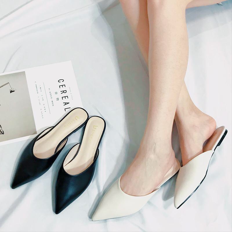 Dép sục nữ mũi nhọn da mềm gót 2f cực xinh