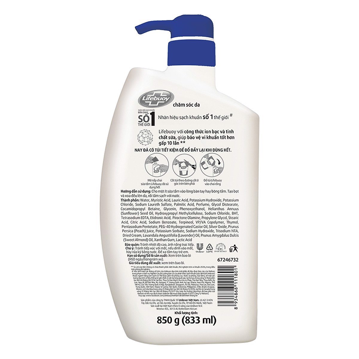 [HCM]Sữa Tắm Lifebuoy chai 850G
