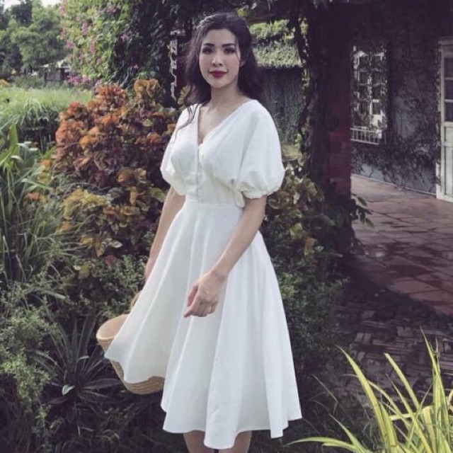 Đầm xòe tay cánh dơi phồng ms28