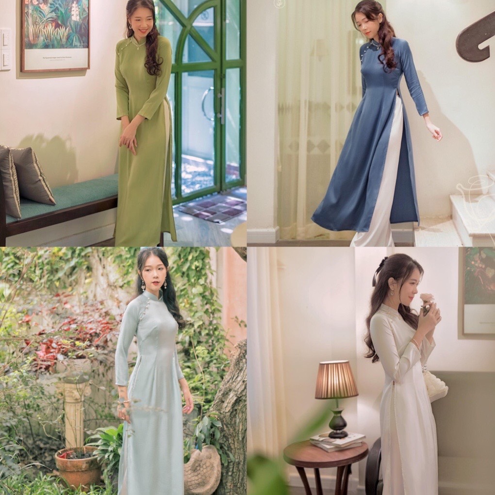 Áo dài cách Tân, áo dài mặc Tết siêu xinh, lụa mềm, mịn mặc sang