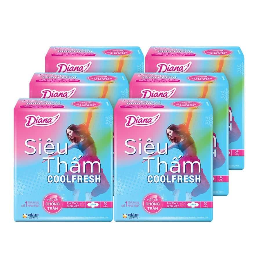 Combo 6 gói BVS Diana SIÊU THẤM COOLfresh cánh