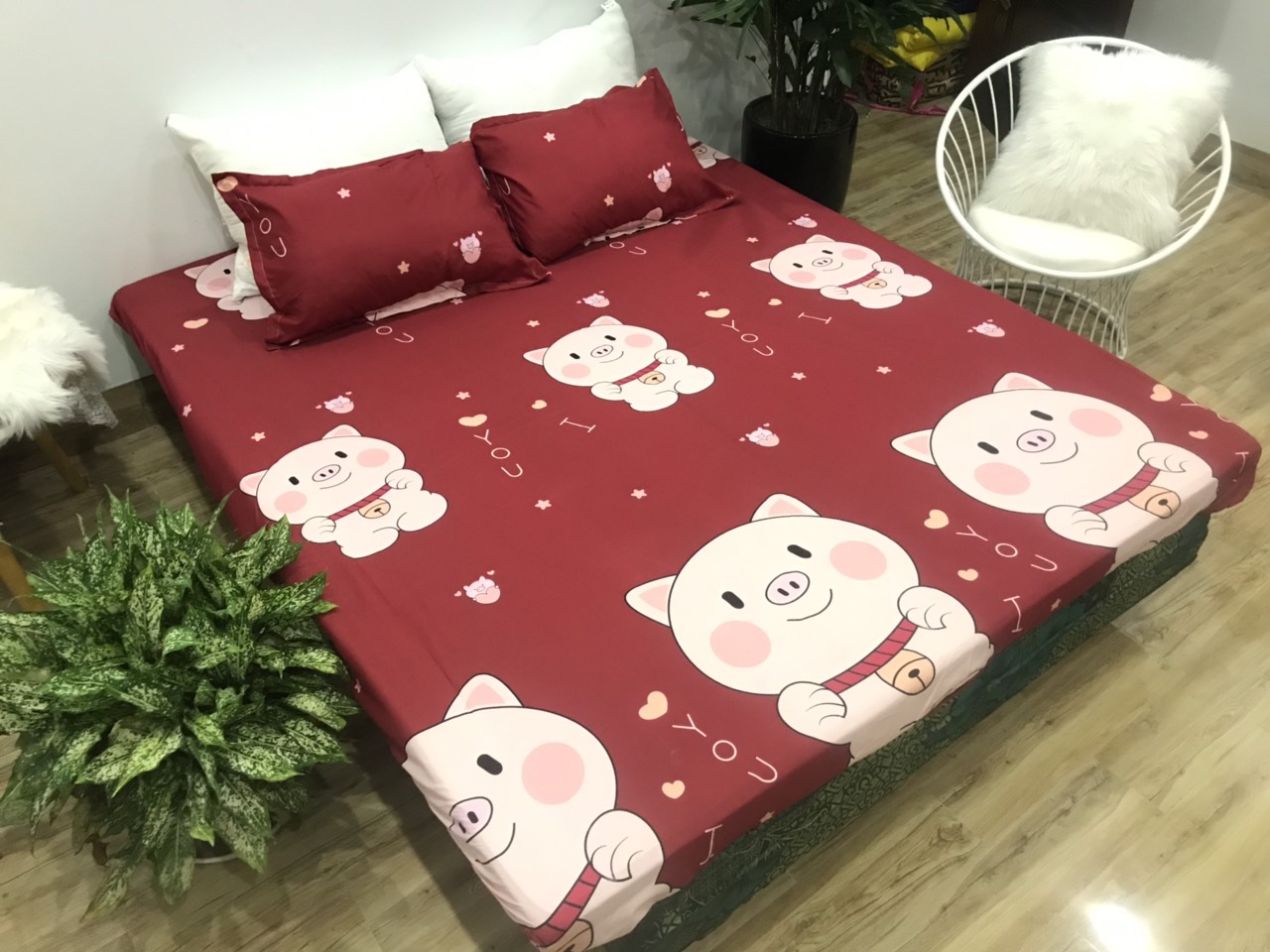 Set Ga Gối Mẫu Lợn Đỏ P7