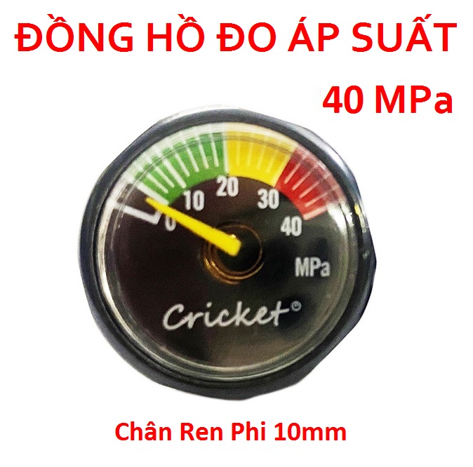 Đồng Hồ Đo Áp Suất 40MPa - Chân 10 - màu ĐEN (Nhỏ) đồng hồ đo khí nén, đồng hồ áp, đồng hồ áp suất, đồng hồ cao áp, đồng hồ đo áp suất khí nén pkb