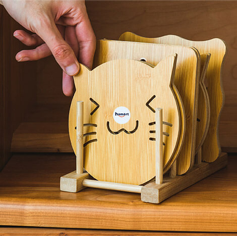 Home Wooden Cartoon Potholder Table Mat Non-Slip Pot Mat Creative Cute Mat Tea Coaster Bowl Mat Coaster