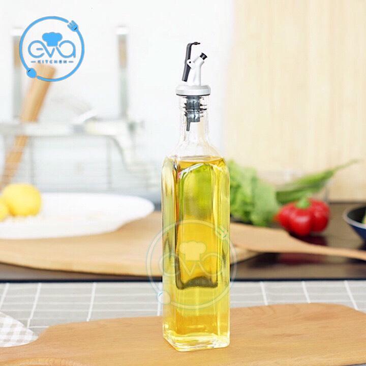 Chai Thuỷ Tinh Vuông Đựng Dầu ăn Oil Can Có Vòi Chiết Rót Tiện Lợi 500 Ml