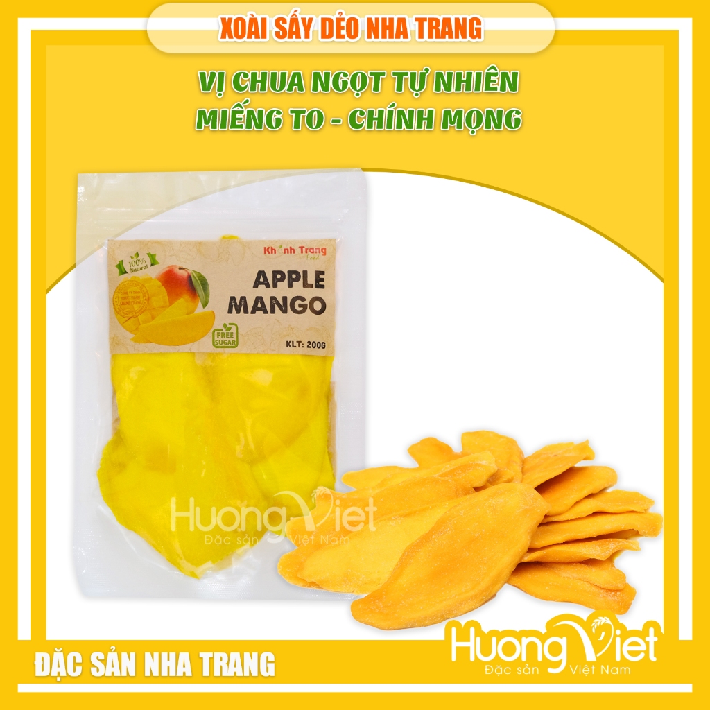 Xoài sấy dẻo nguyên miếng túi zip 200g, trái cây sấy dẻo đặc sản Nha Trang