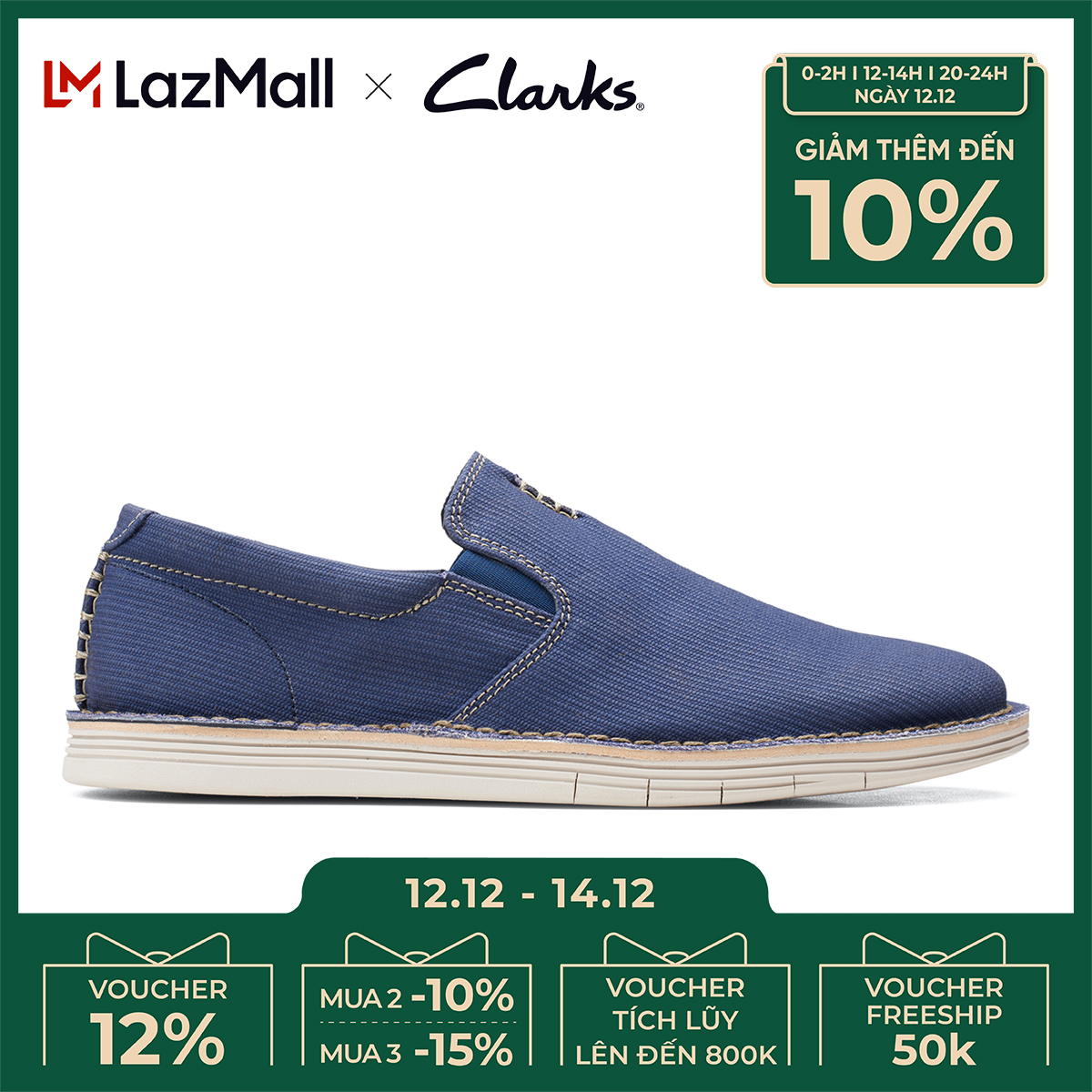 Giày Lười Vải Nam Clarks - Forge Free