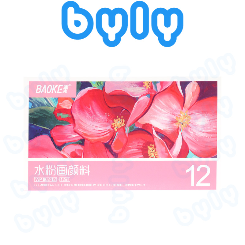 Bộ Màu Nước Tuýp Gouache BAOKE WP802  - 12ml - WP804 - 5ml có kèm cọ vẽ