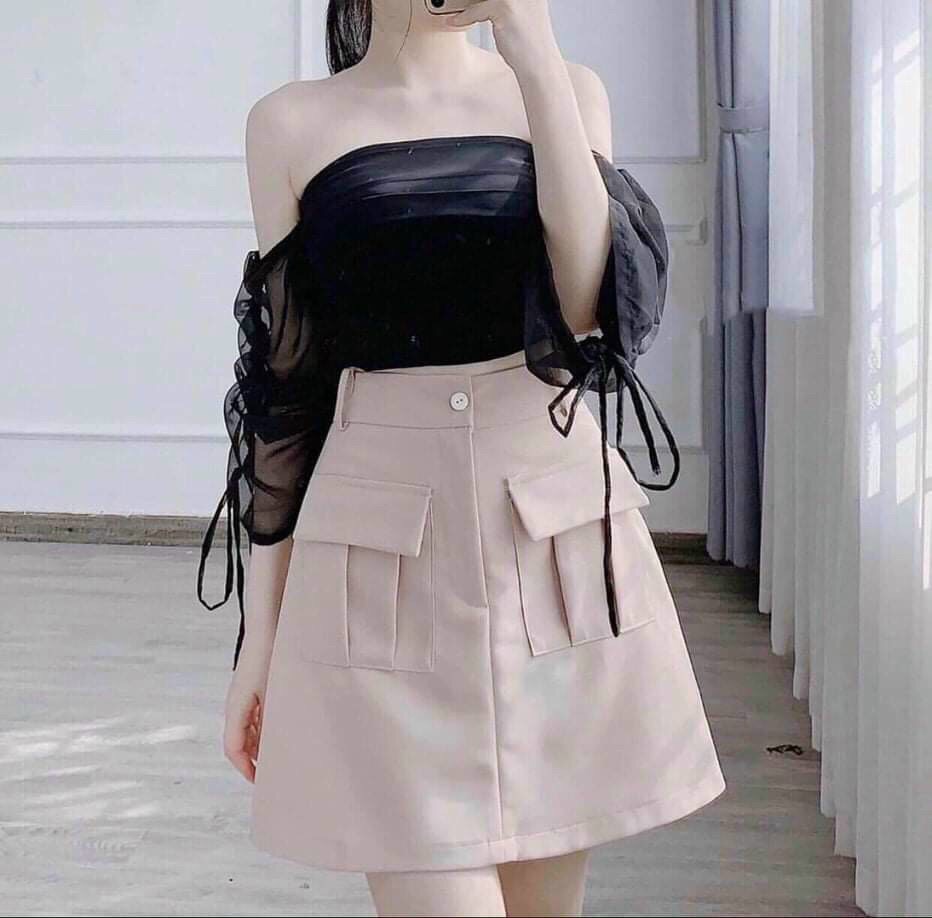 Áo Bẹt Vai Tay Thắt Nơ