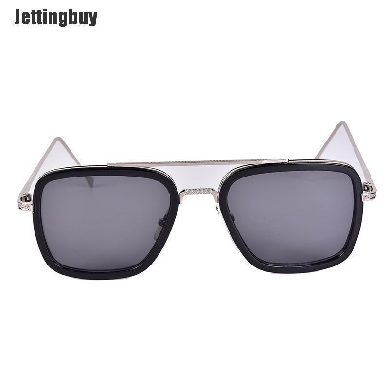 Jettingbuy Tony Stark Sunglasses Men Square Metal Avengers Sun Glasses Eyewear Hot