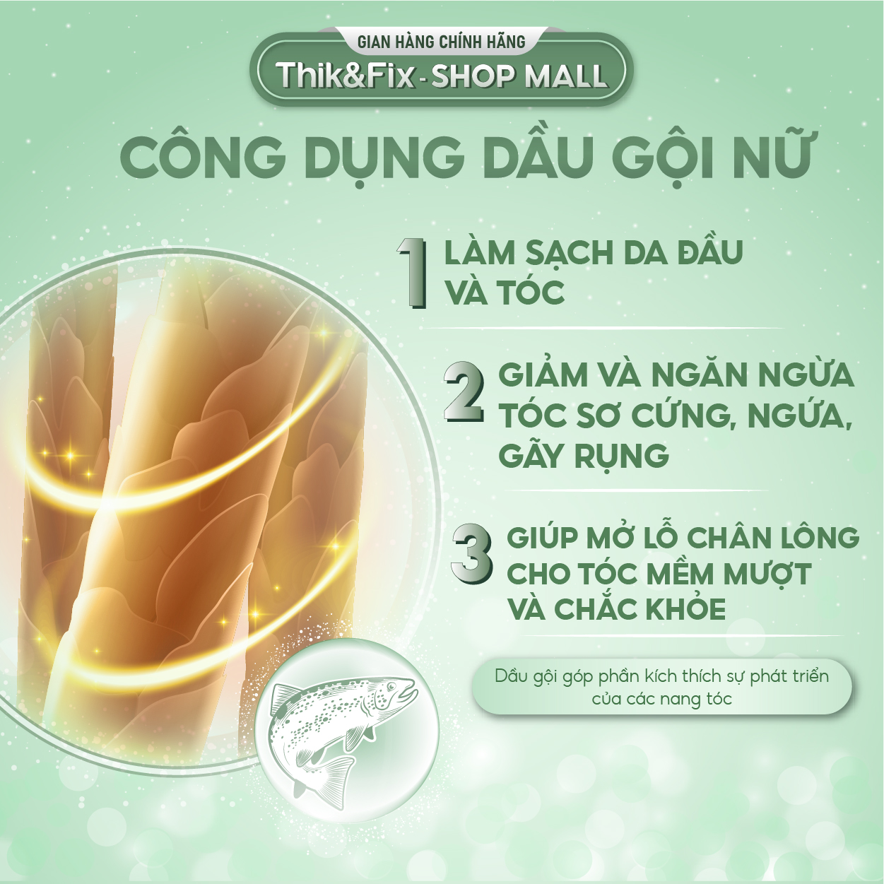 Combo 3 dầu gội Thik&Fix kích thích mọc tóc thảo dược dành cho Nữ