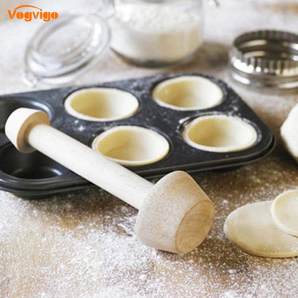 Double Side Wooden Egg Tart Tamper Portable Double Side Pastry Egg Tart Pusher Eggtart Mold Kitchen Baking ToolsWooden egg tart mould double end egg tart cake bottom mold