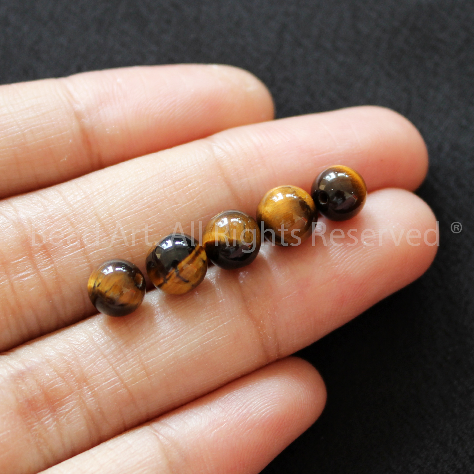 6MM Đá Mắt Hổ Vàng Nâu, Brown Tiger Eye Tự Nhiên Loại B, Đá Phối Vòng Tay Phong Thuỷ, Chuỗi Hạt, Mệnh Thổ, Kim