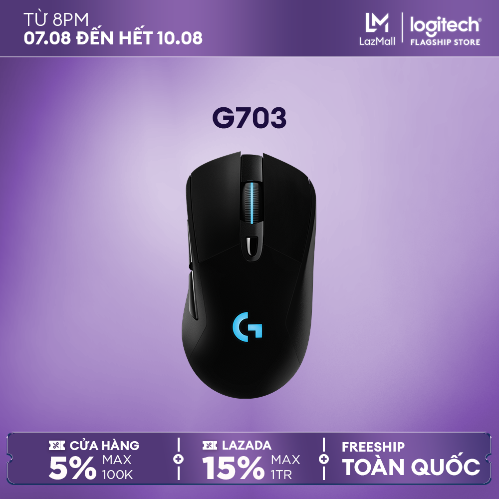 Lightspeed RGB Logitech G703 Hero wireless gaming mouse - Hero 25k sensor, PowerPlay compatible