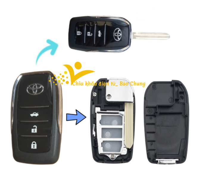 Vỏ chìa khóa Vios đời năm 2019- 2022 có nút mở cốp