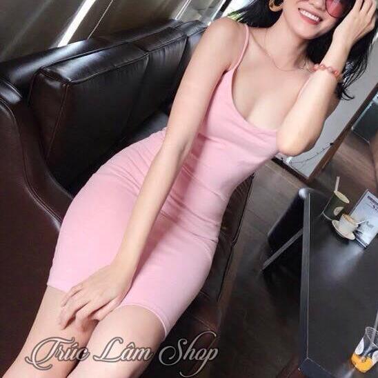 Đầm Ôm Body 2 Dây Chất Thun Đẹp Siêu Tôn Dáng