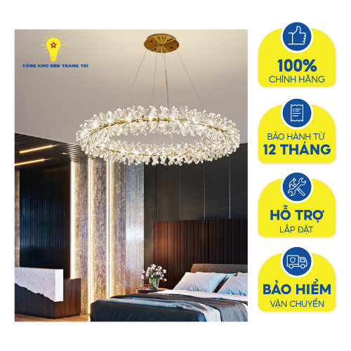 Đèn chùm pha lê phòng khách hera 6631 chất liệu hợp kim cao cấp và pha lê sang trọng ánh sáng led vàng dịu nhẹ