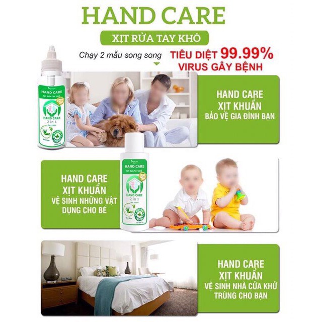 Gel Rửa Tay Khô Hand Care ( Tặng Kèm Khẩu Trang Vải )