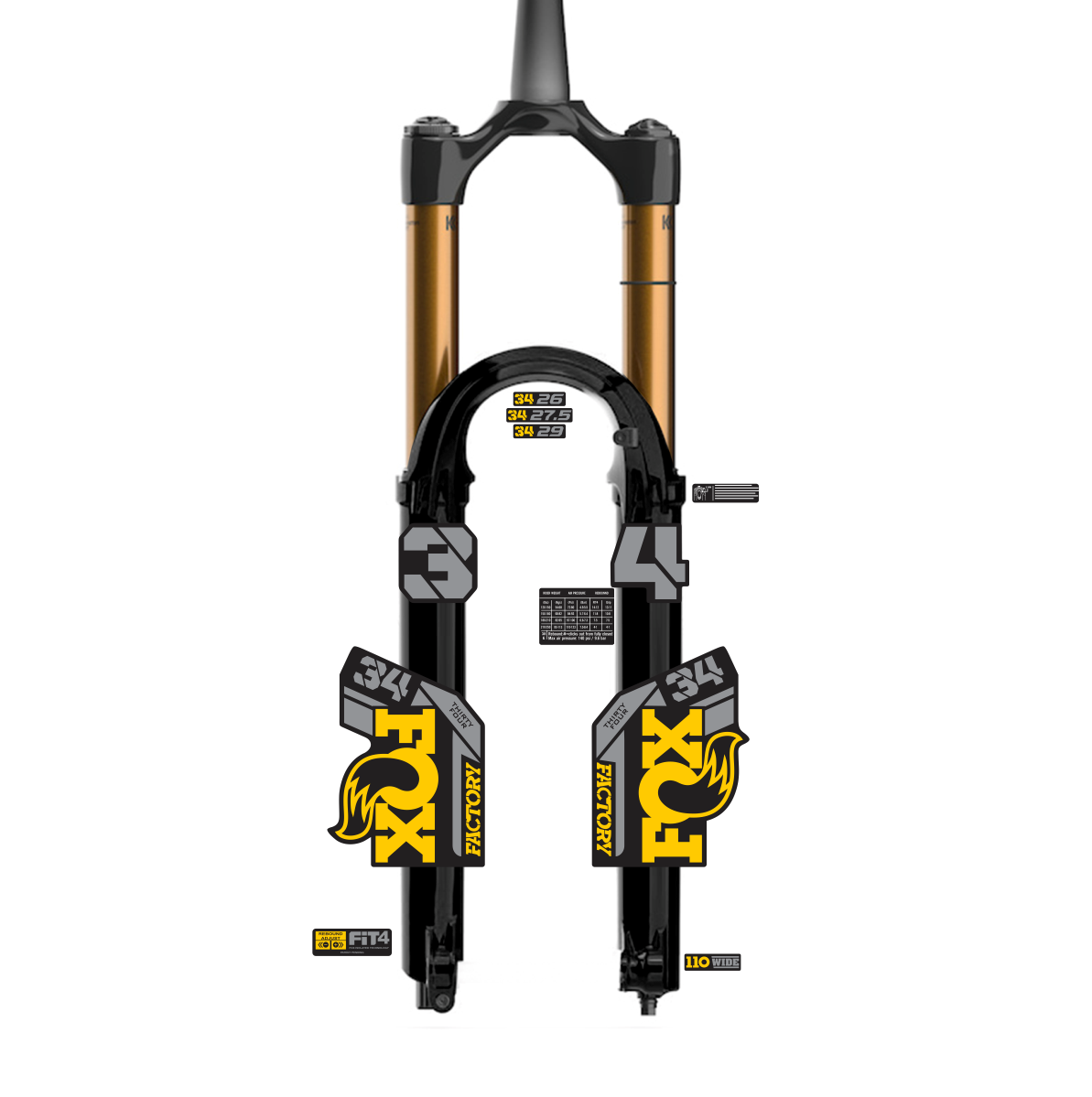 tem decal dán phuộc xe đạp địa hình Fox kashima  34 2022 | cheetahdecals.com