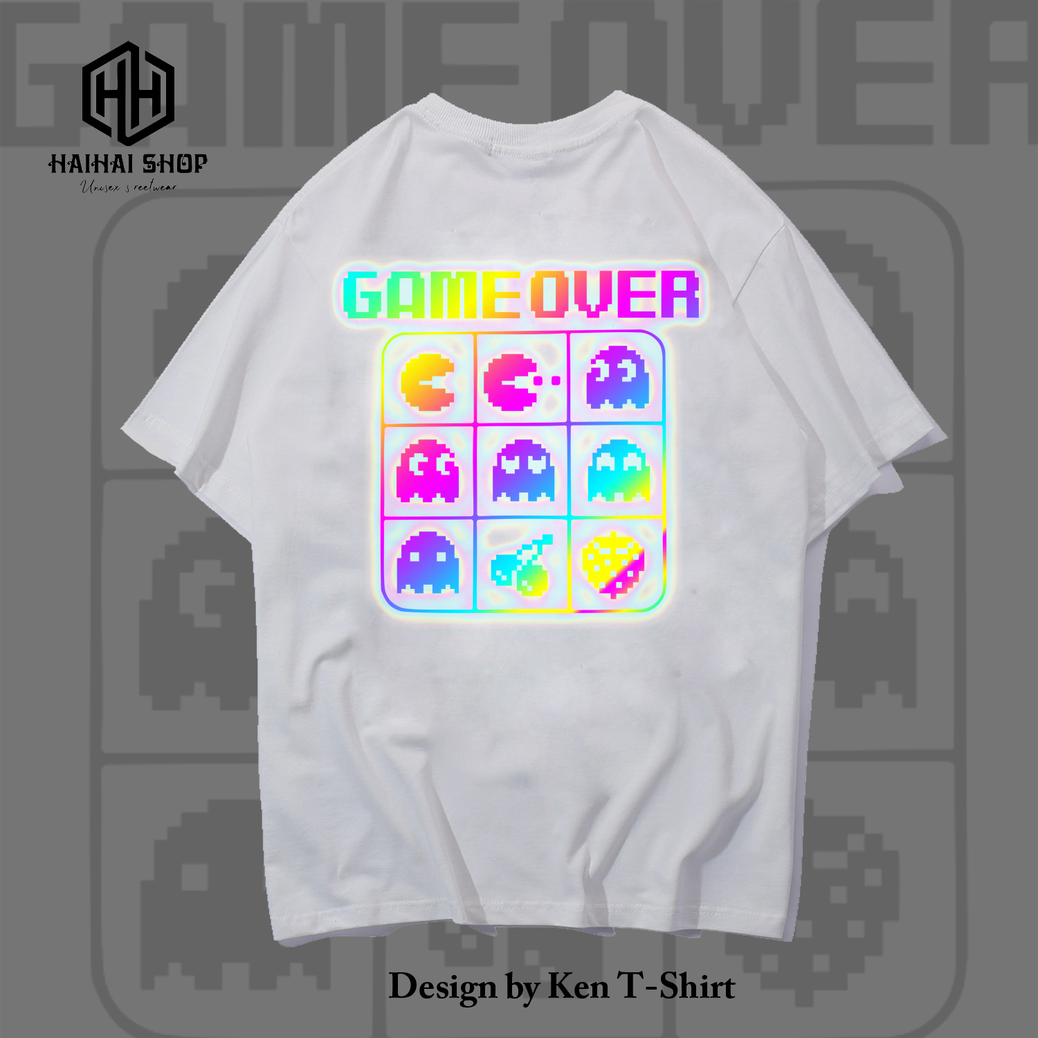 [HCM]Áo Thun Phản Quang Game Over Áo Thun Cotton 75% Áo From Rộng Ao Thun Unisex Áo Thun Đẹp HaiHaiShop Áo Phông Nam Ken T-Shirt