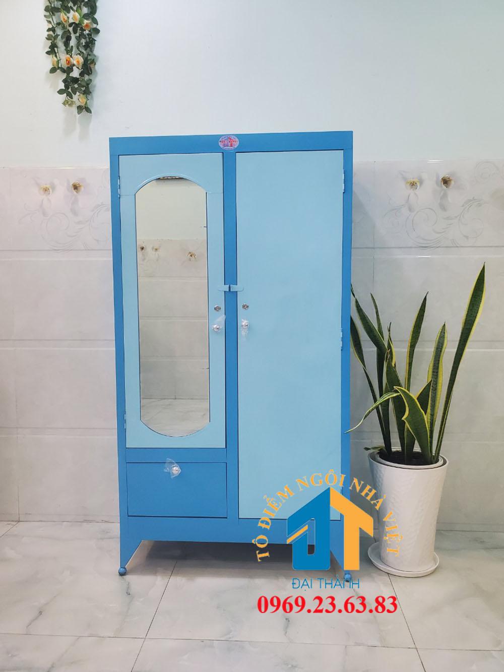 Tủ quần áo sắt 1m6 màu xanh dương