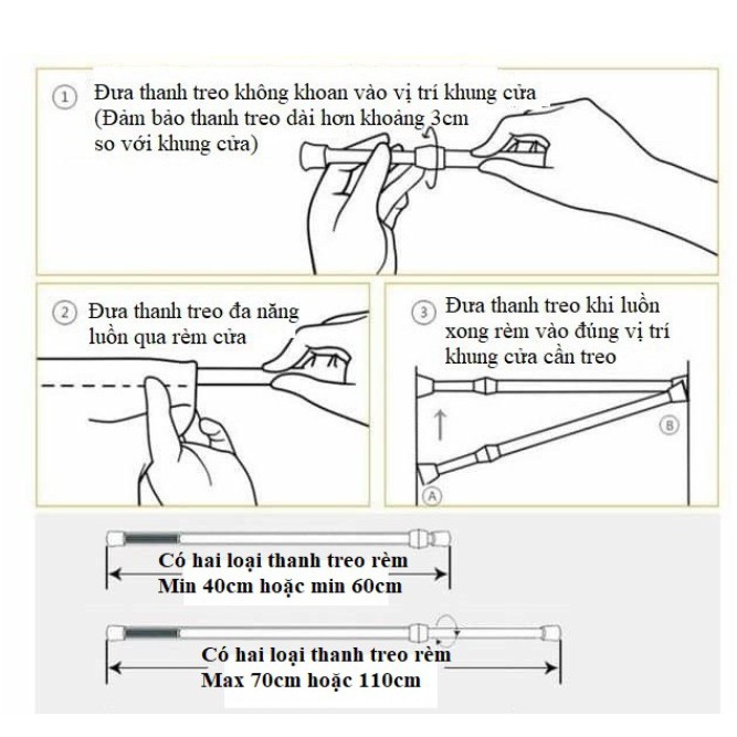 Thanh treo rèm đa năng (treo nhẹ)