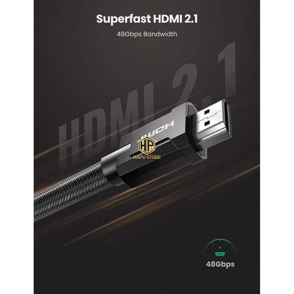 Cáp HDMI 2.1 Ugreen dài 1m - 2m độ phân giải 8K/60Hz 48Gbps cao cấp - Hapustore
