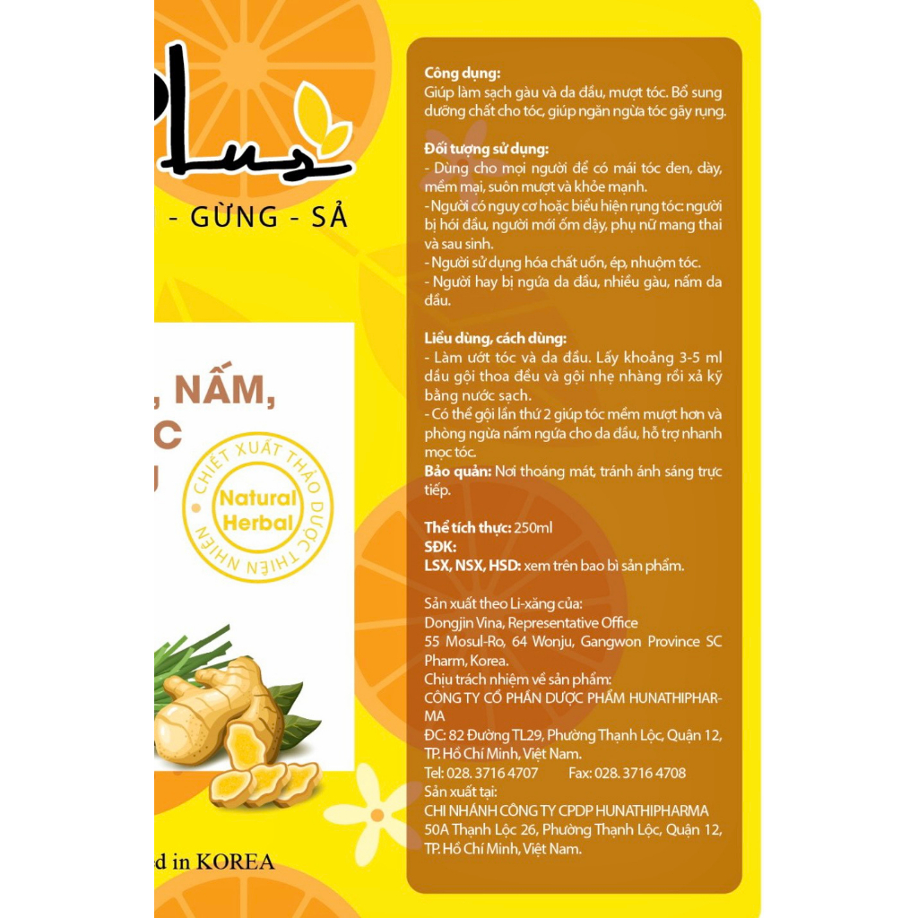 Dầu Gội Chanh - Gừng - Sả 24Plus