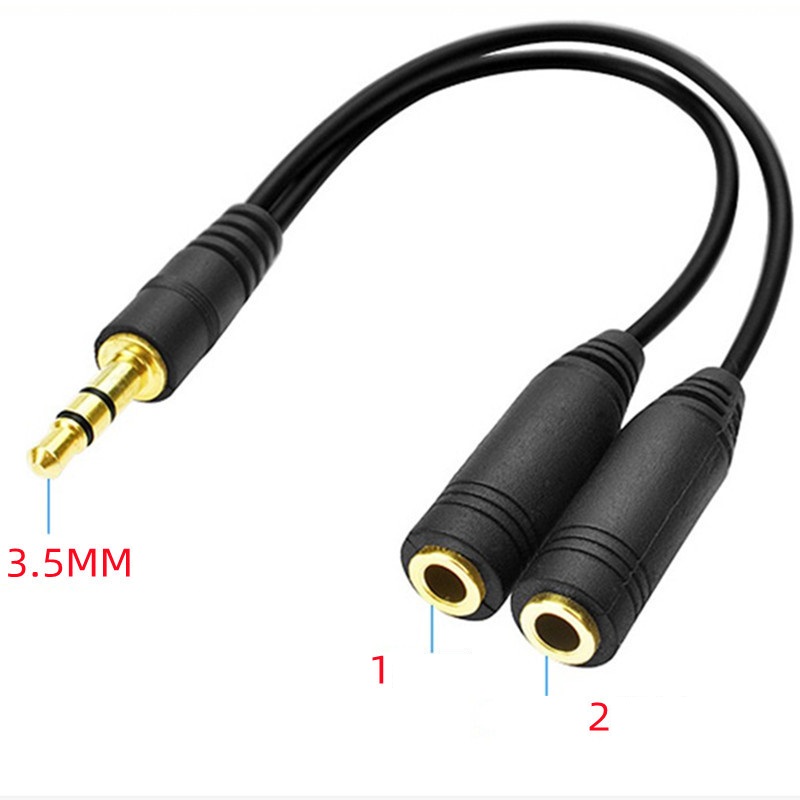 jack chia đầu 3.5 ra 2 đầu 3.5 cái (1 ra 2 tai nghe, không micro)