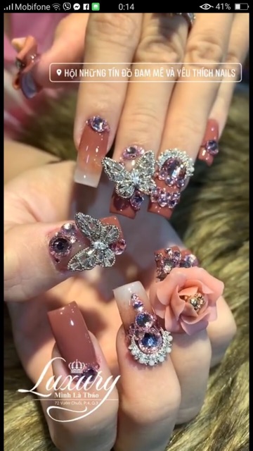 Bướm đá đính móng tay(1 con) Phụ kiện Nail