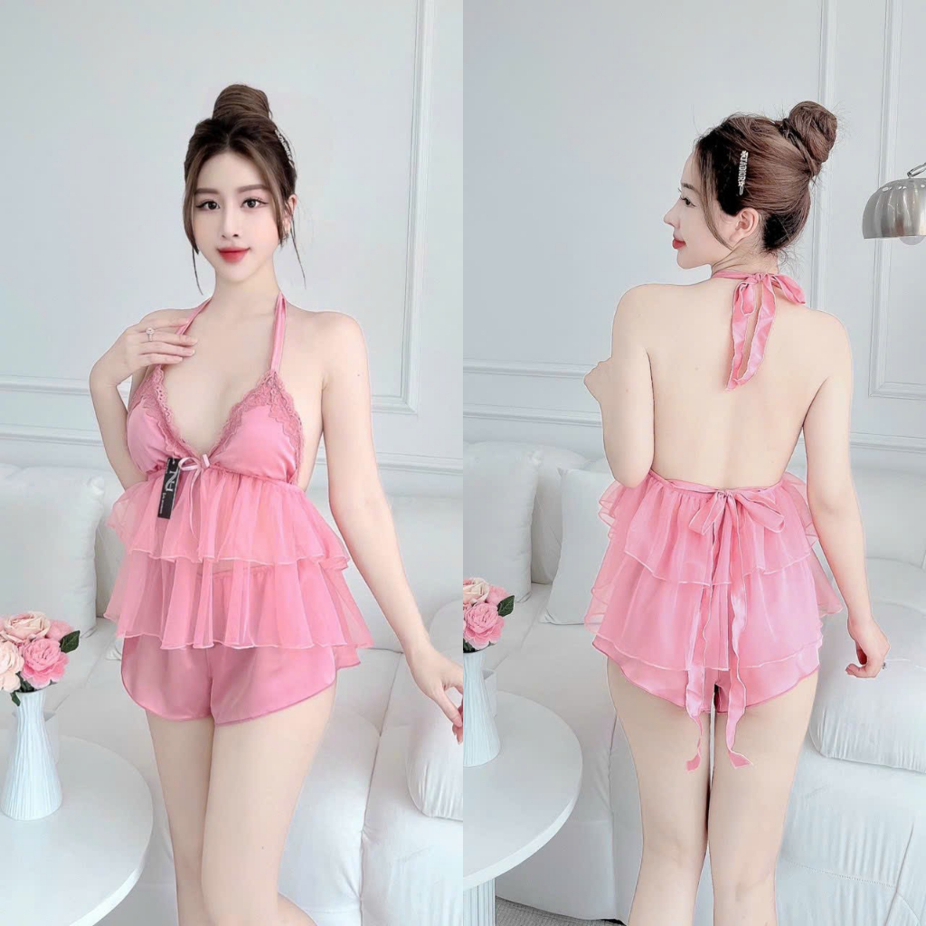 Set đồ ngủ nữ 2 dây sexy quần đùi - cn153