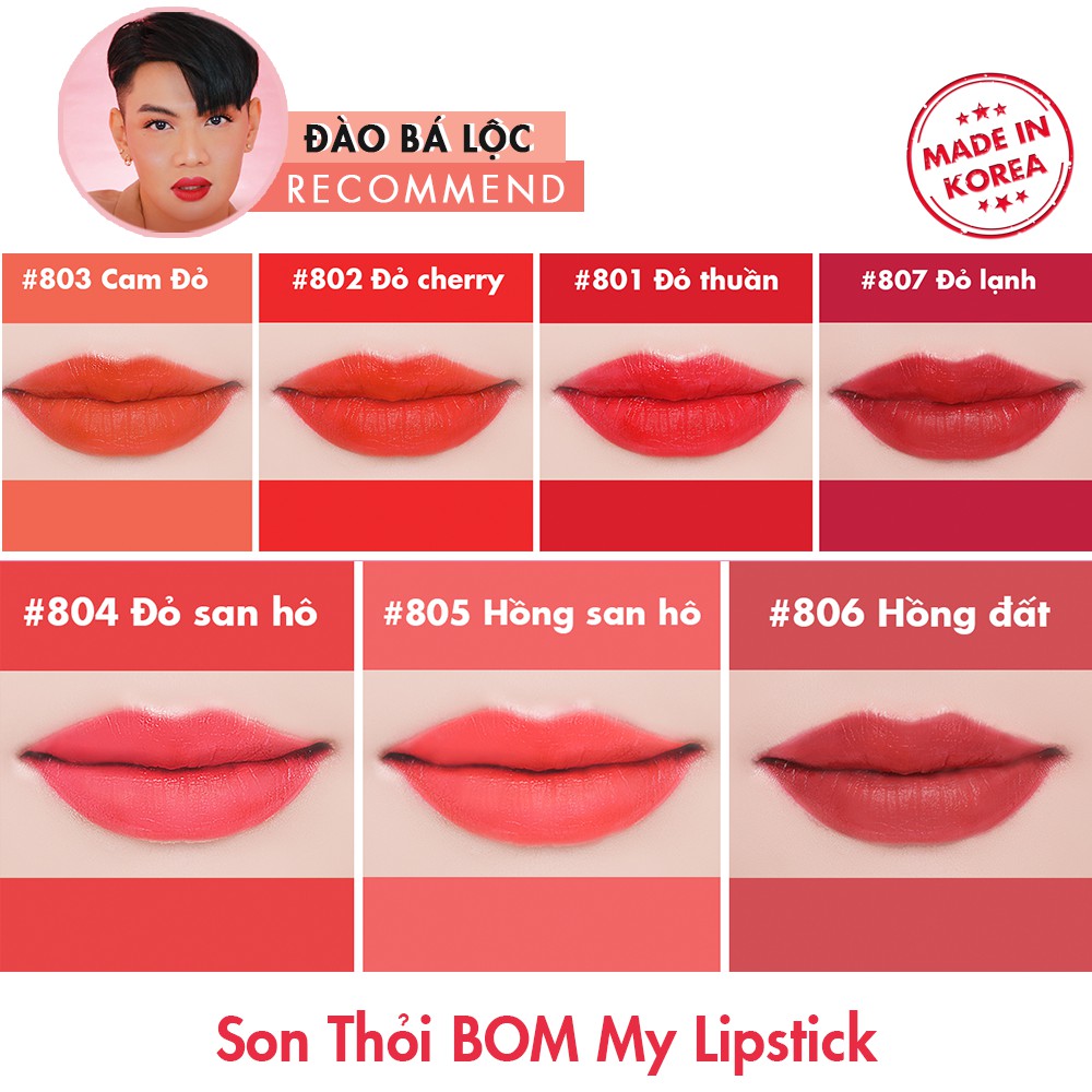 [6-11/12 VOUCHER GIẢM 8%]Son thỏi BOM My Lipstick