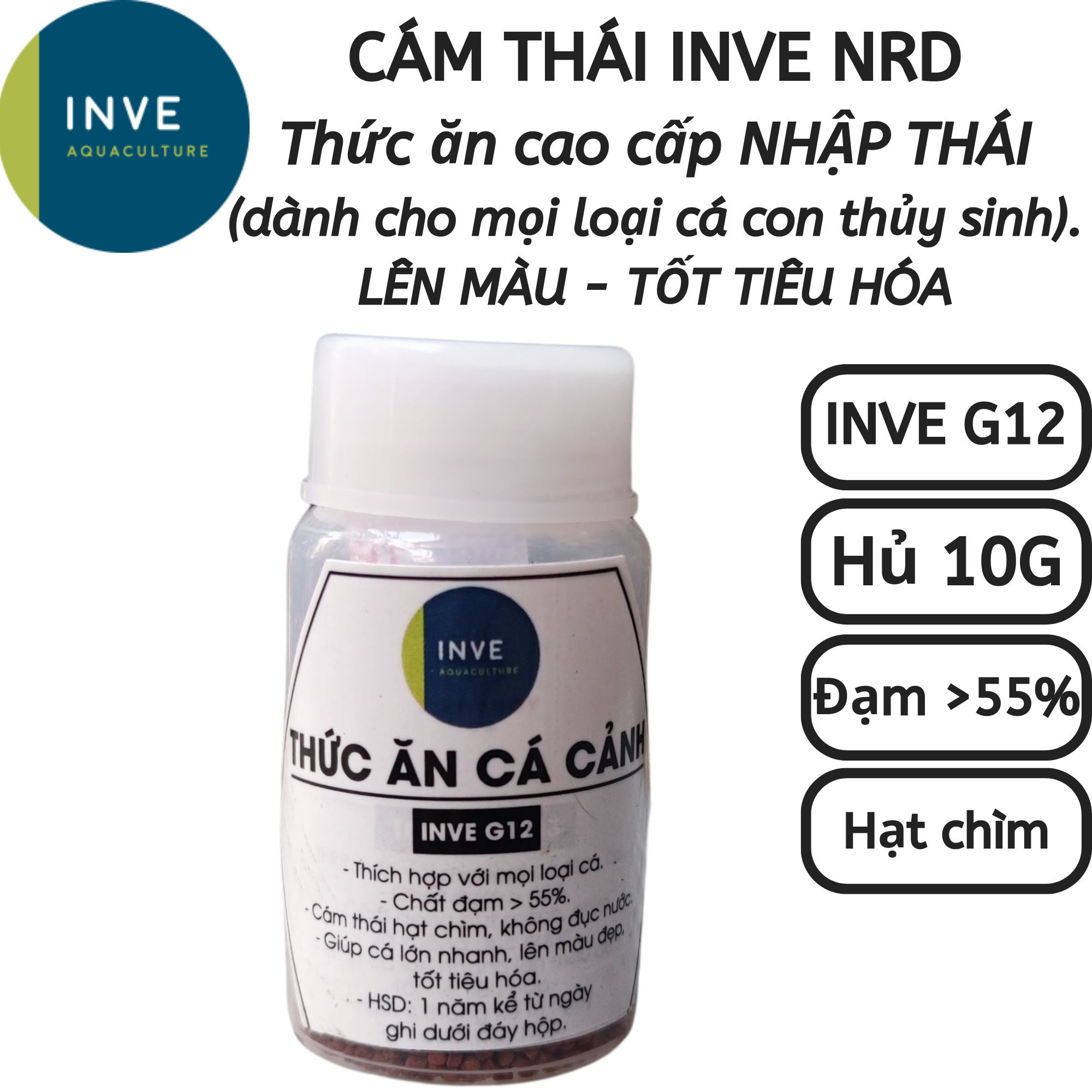 Thai inve G12 Bran-Thai ranchu fish food, goldfish, 7-color fish, Betta, puffy fish | Hingaostore.