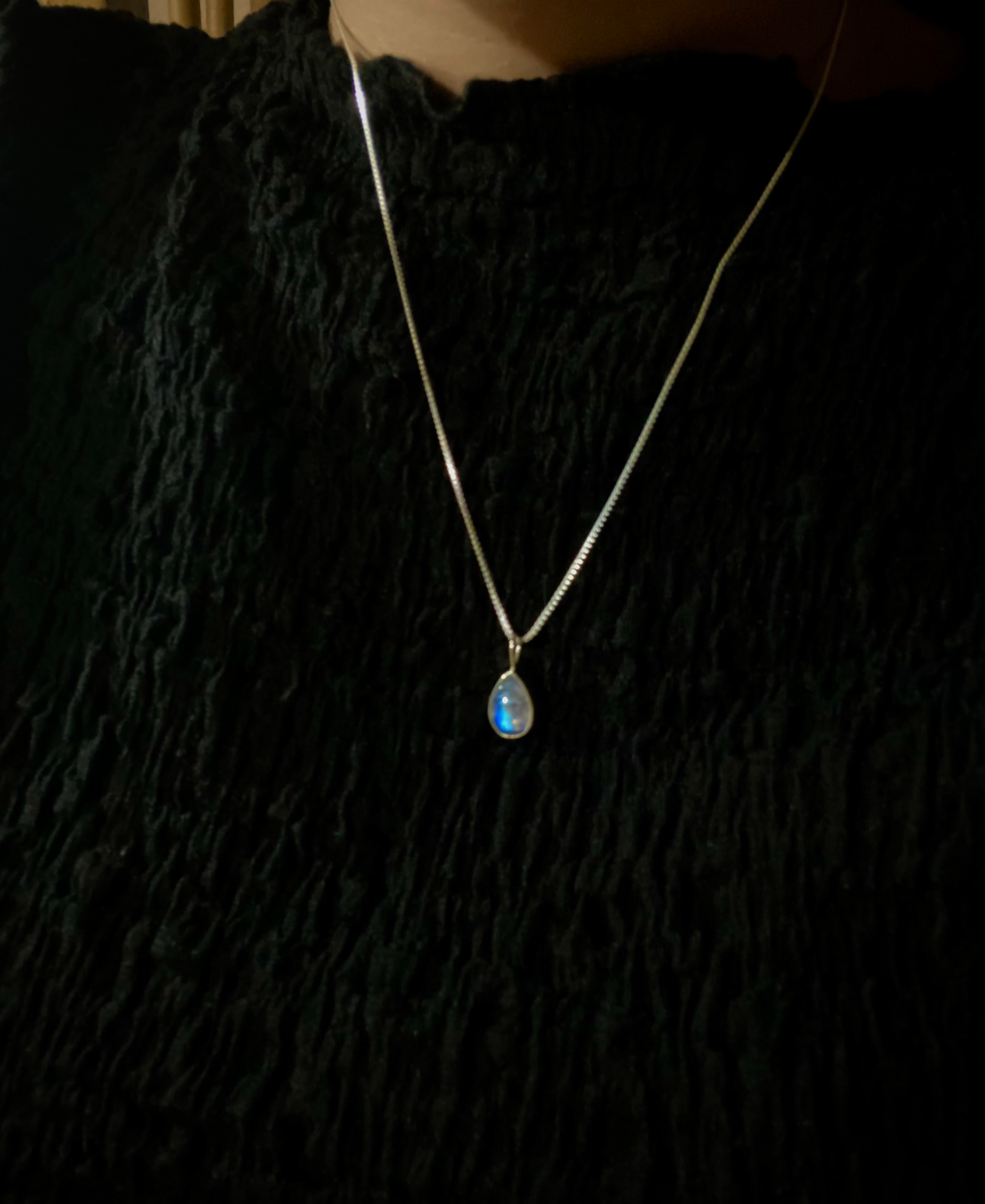 Dây chuyền bạc đá mặt trăng moonstone thiên nhiên