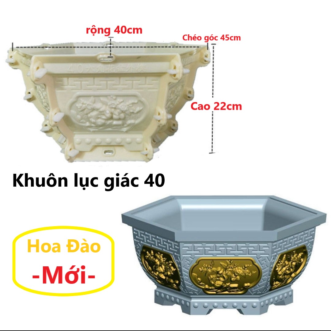 Khuôn đúc chậu cảnh lục giác 40 (khuôn chậu ABS có lòng trong)
