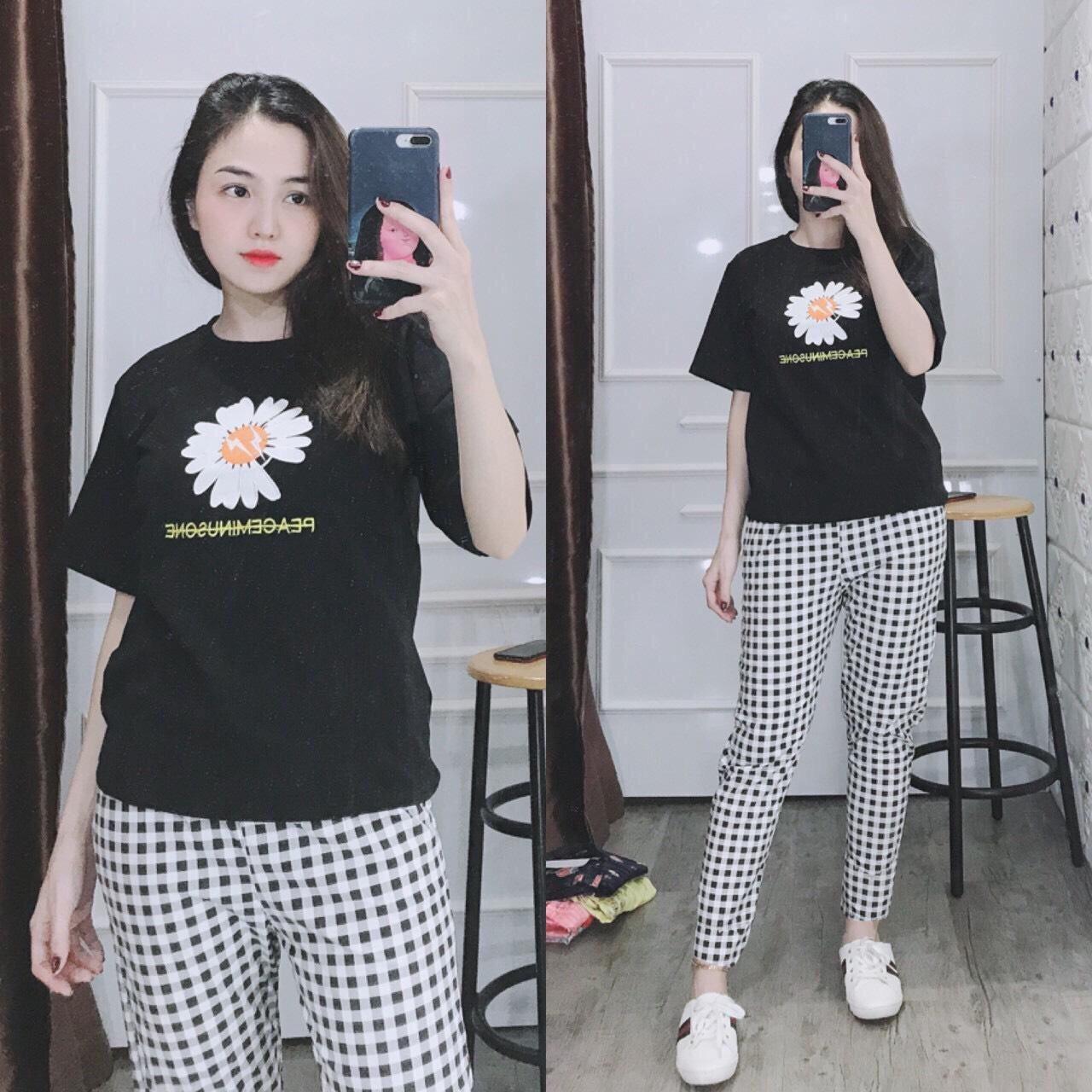 SET BỘ ĐỒ MẶC NHÀ HỌA TIẾT BÔNG HOA CỰC ĐẸP