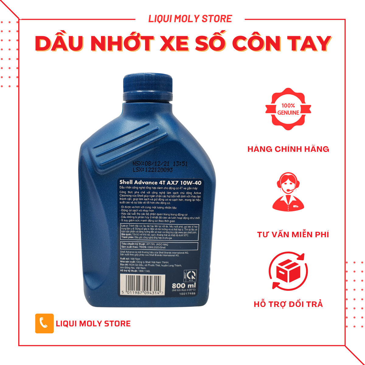 NHỚT XE SỐ SHELL ADVANCE AX7 10W40