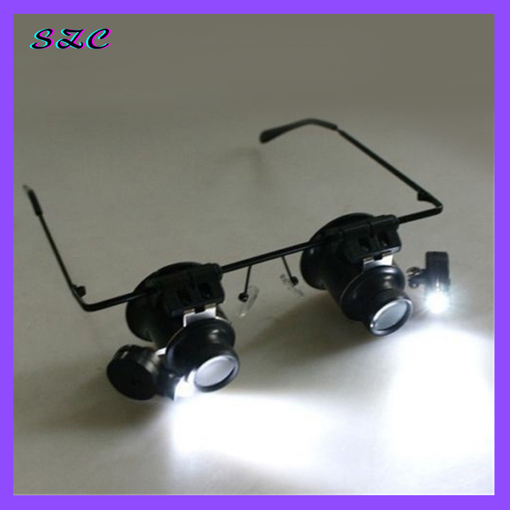 SZC 20x Magnifier Glasses Loupe Lens Jeweler Watch Clock Repair Tool with LED Light