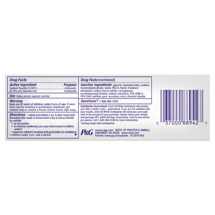kem đánh răng Crest 3D White Brilliance 116g New