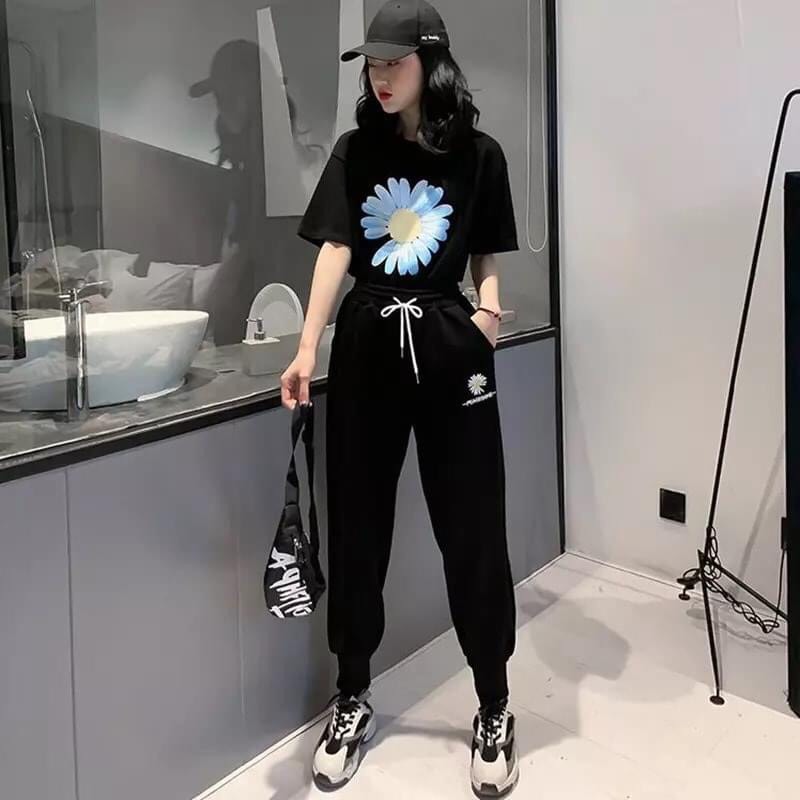 Sét bộ hoa cúc đen thể thao TTSA0412