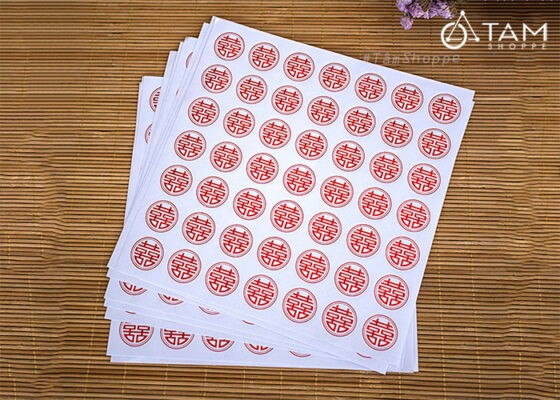 [HCM]Set 196 Tem Dán Chữ Hỷ Nền Trong Suốt Tròn Đk2Cm - Zaczscazsca