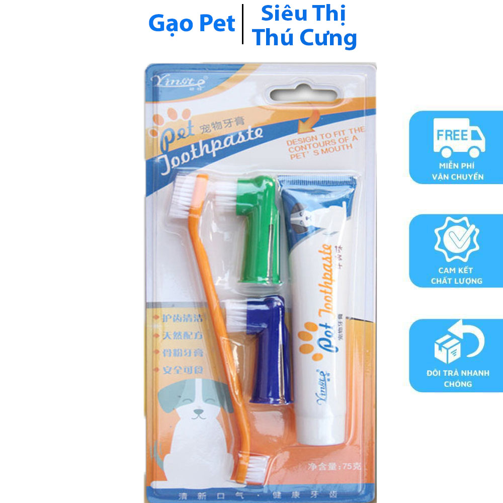 Bộ Đánh Răng Kem Đánh Răng Bàn Chải Đánh Răng Chó Mèo Pet Joothpaste