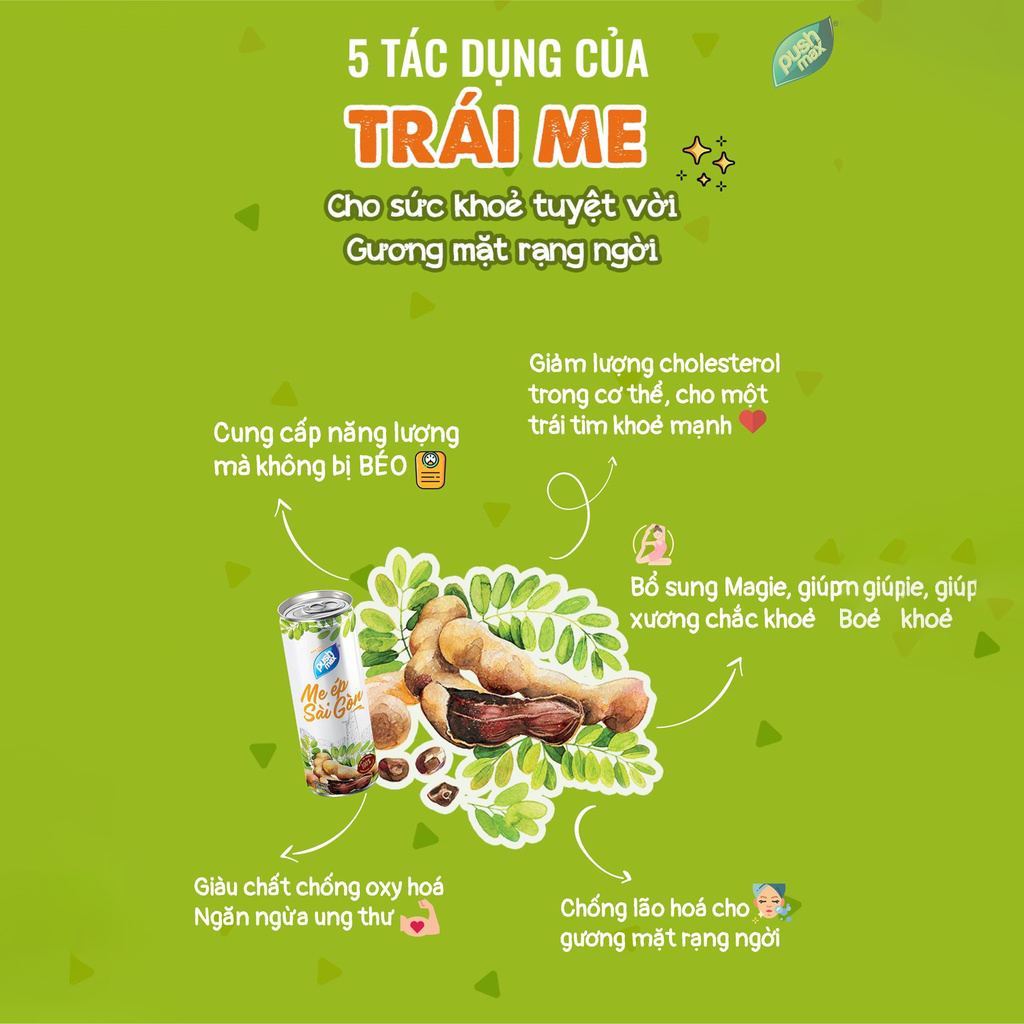 Thùng 24 Lon Nước Trái Cây Me Ép Sài Gòn Pushmax (310ml x 24 lon)